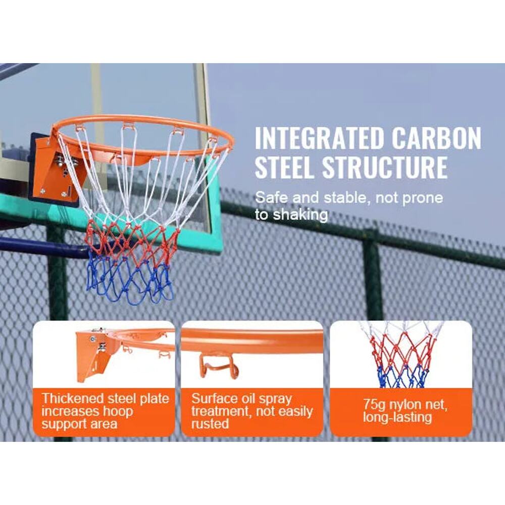 18-inch Flex Basketball Rim, Q235 Steel, Wall/Door Mount with Net- NWT - Picture 6 of 8